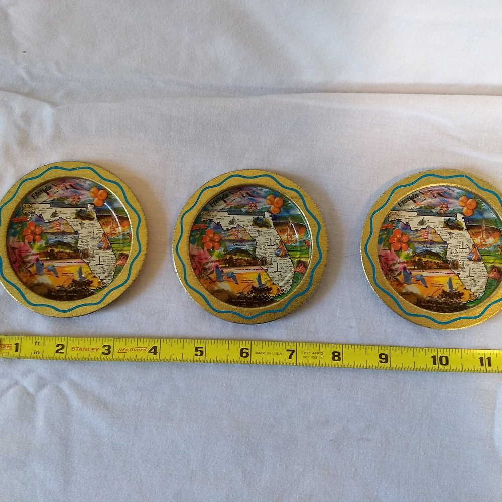 Vintage Florida Souvenir Coasters - Set of 3 Cool graphics and colors